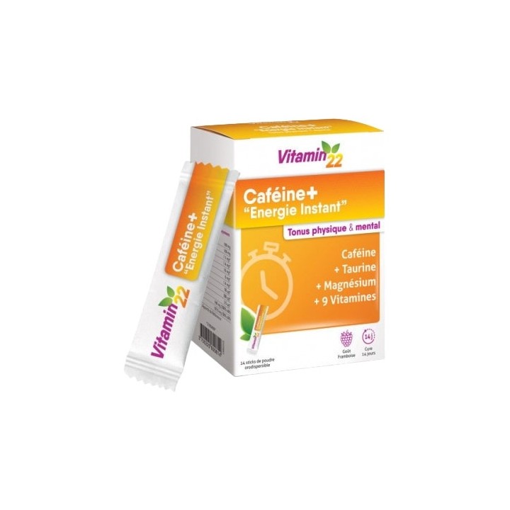 Caféine+ Energie Instant x14 sticks de poudre Vitamin'22 - IllicoPharma