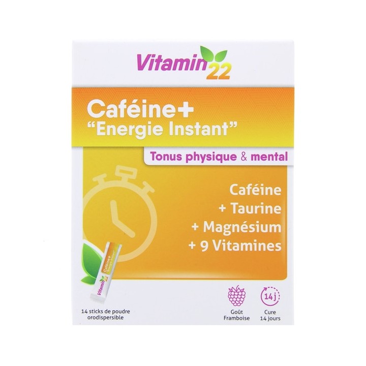 Caféine+ Energie Instant x14 sticks de poudre Vitamin'22 - IllicoPharma