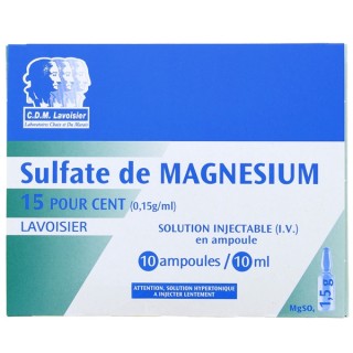 Sulfate de magnesium Lavoisier 15% 10Amp/10ml, Liquide, e-Pharmacie IllicoPharma