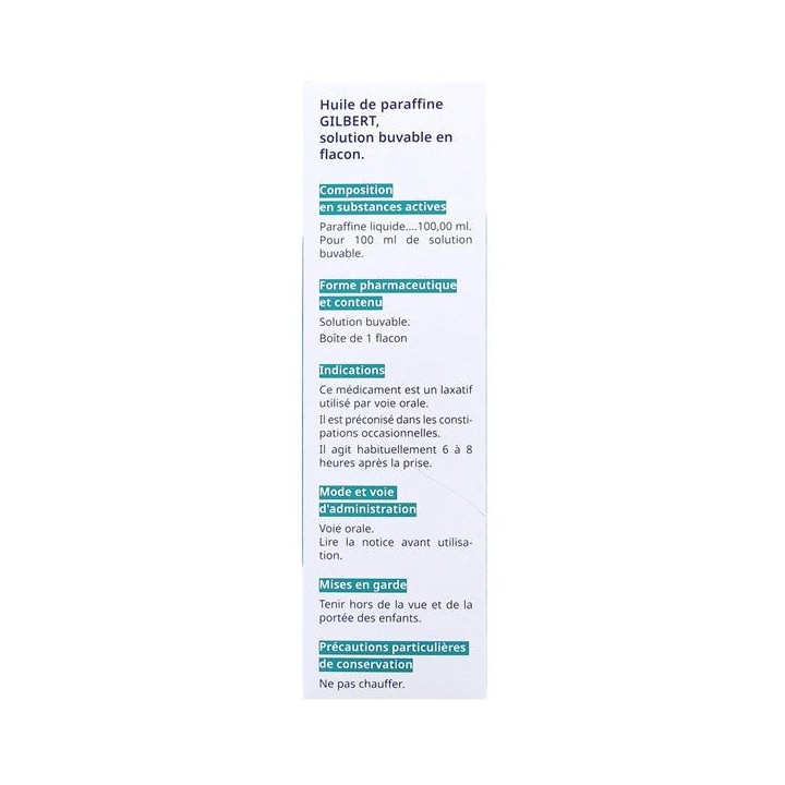 Huile de paraffine Gilbert 250ml, Liquide, Pharmacie en ligne IllicoPharma
