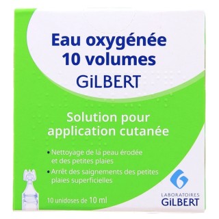 Eau oxygénée Gilbert 10 volumes 10Unidoses/10ml, Liquide, e-Pharmacie IllicoPharma