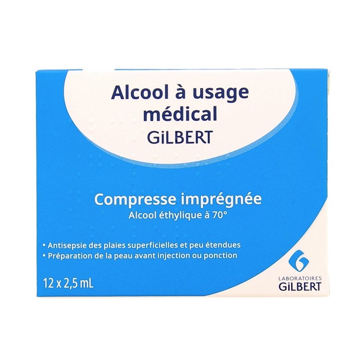 Alcool Gilbert 2,5 ml Compresses imprégnées-Mal des transports, voyage-IllicoPharma