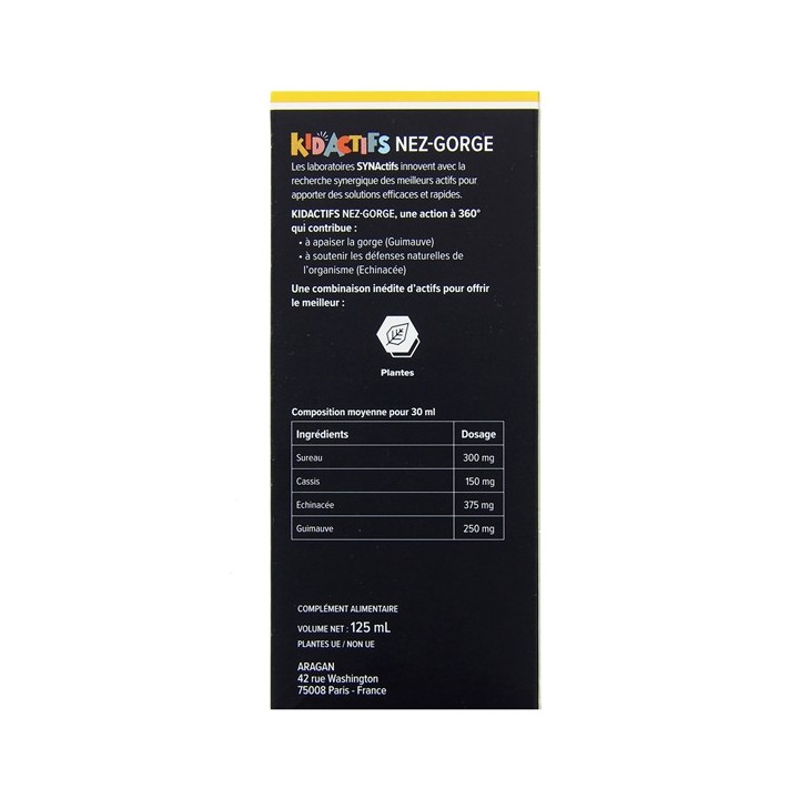 Synactifs KidActifs Nez-Gorge 125ml – Aragan – IllicoPharma