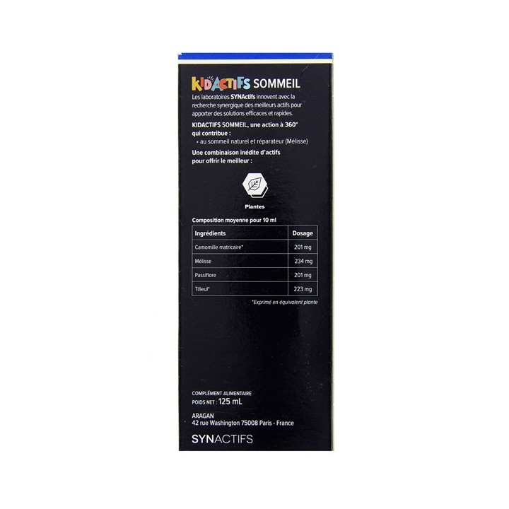 Synactifs KidActifs Sommeil 125ml – Aragan – IllicoPharma