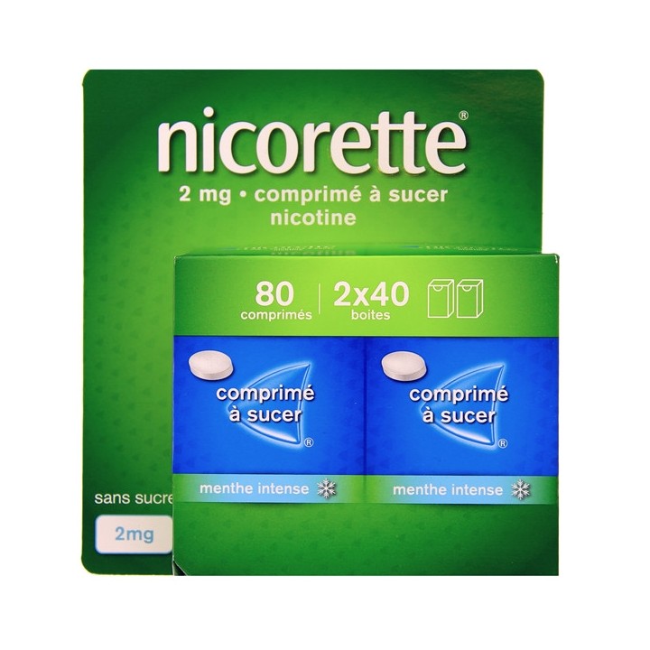 Nicorette 80 Comprimés à Sucer 2mg  Menthe Intense- Arrêt du tabac - IllicoPharma