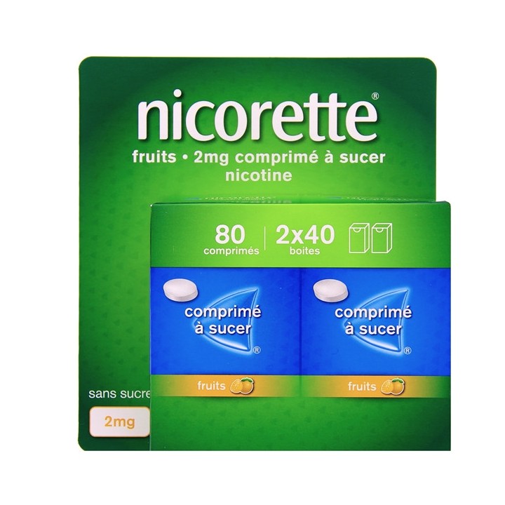 Nicorette 80 Comprimés Fruits à sucer 2mg - Arrêt du tabac - IllicoPharma