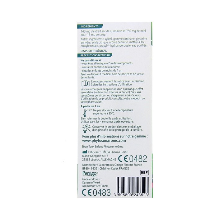 Sirop Toux Enfant Sèche et Grasse Enfant 120ml Phytosun Arôms - IllicoPharma