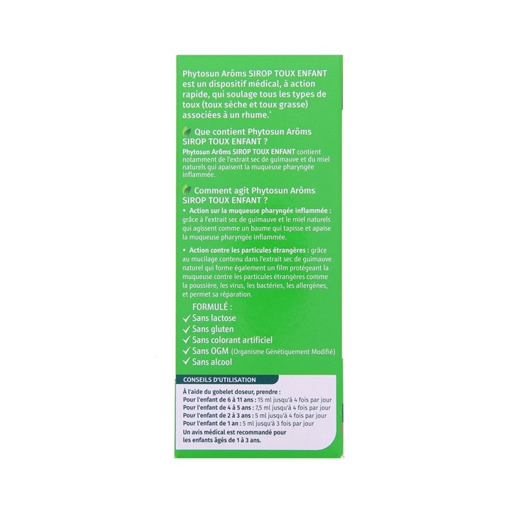 Sirop Toux Enfant Sèche et Grasse Enfant 200ml Phytosun Arôms - IllicoPharma