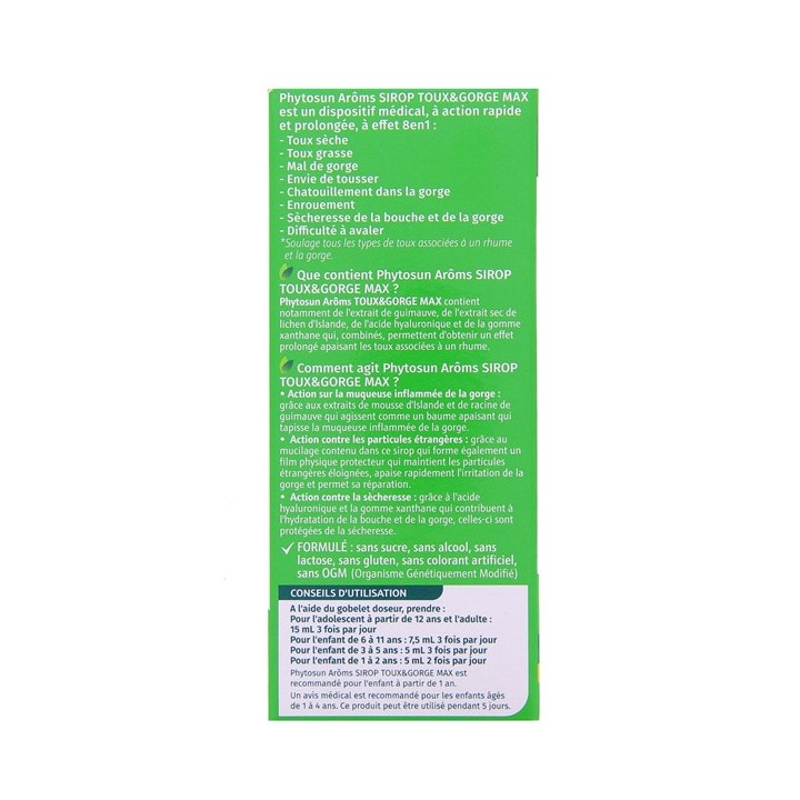 Sirop Toux & Gorge Max 120ml Phytosun Arôms - IllicoPharma