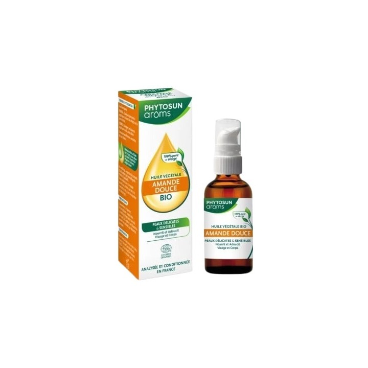Huile Végétale Amande Douce Bio 50ml - Phytosun Arôms - IllicoPharma