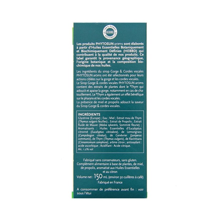 Sirop Gorge & Cordes Vocales 150ml - Phytosun Arôms - IllicoPharma