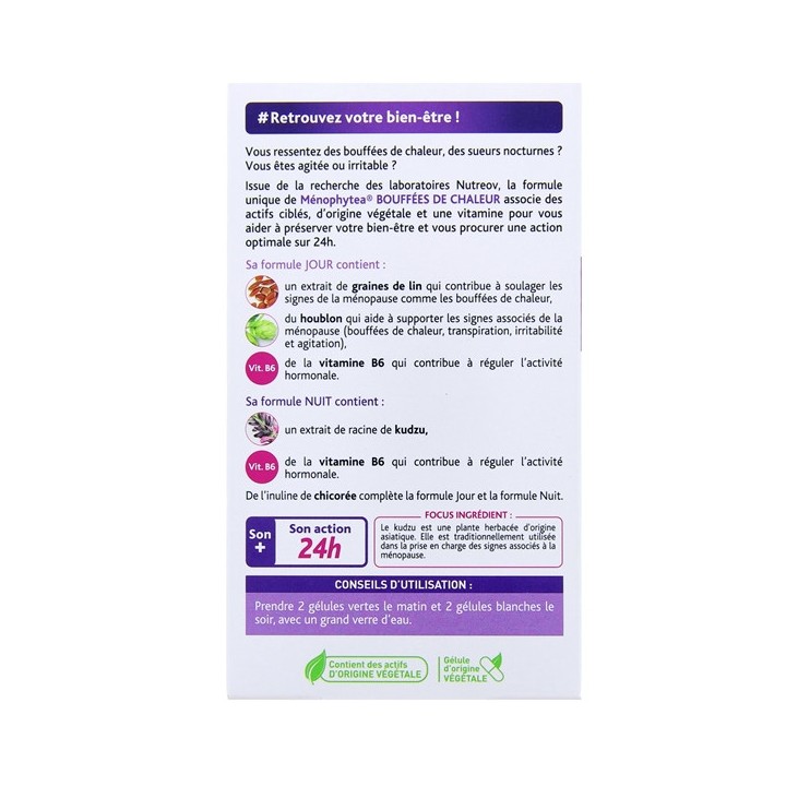 Menophytea Bouffées de chaleur Jour Nuit 120 gélules - Nutreov - Ménopause - IllicoPharma