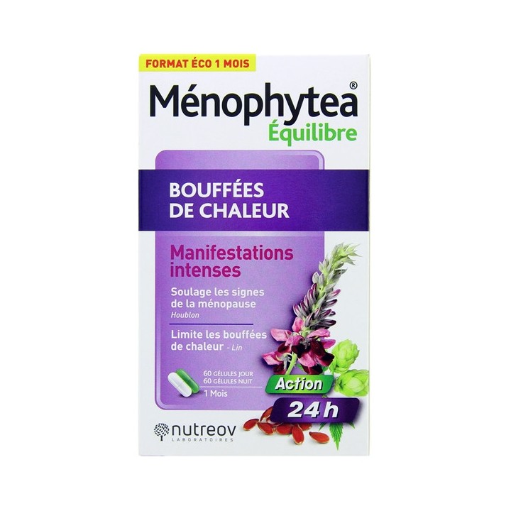 Menophytea Bouffées de chaleur Jour Nuit 120 gélules - Nutreov - Ménopause - IllicoPharma