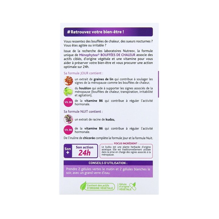 Menophytea Bouffées de chaleur Jour Nuit 40 gélules - Nutreov - Ménopause - IllicoPharma