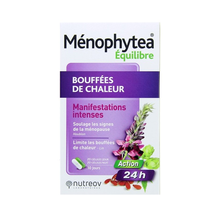 Menophytea Bouffées de chaleur Jour Nuit 40 gélules - Nutreov - Ménopause - IllicoPharma