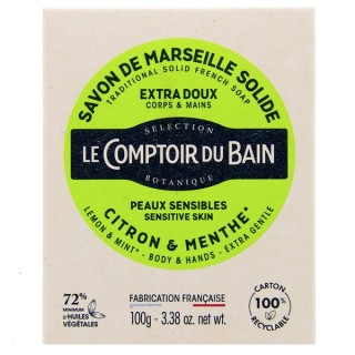 Savon de Marseille Solide Citron Menthe 100g Le comptoir du Bain - IllicoPharma