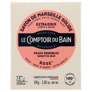 Savon de Marseille Solide Rose 100g Le comptoir du Bain - IllicoPharma