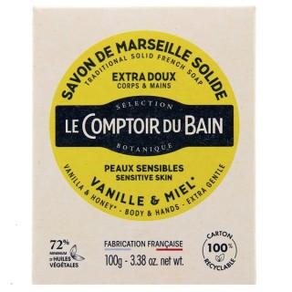 Savon de Marseille Solide Vanille Miel 100g Le comptoir du Bain - IllicoPharma