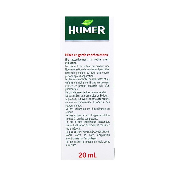 Humer Décongestionnant Rhume Spray 20ml