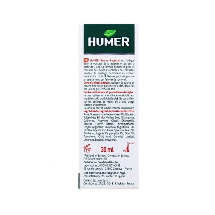 Humer Baume Pectoral 30ml - Pharmacie en ligne IllicoPharma