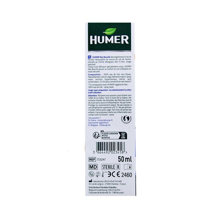 Humer Nez Bouché Hypertonique Spray Nasal 50ml - IllicoPharma