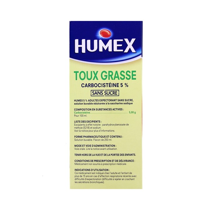 Humex 5% sans sucre adulte 250ml, Toux grasse, e-Pharmacie IllicoPharma