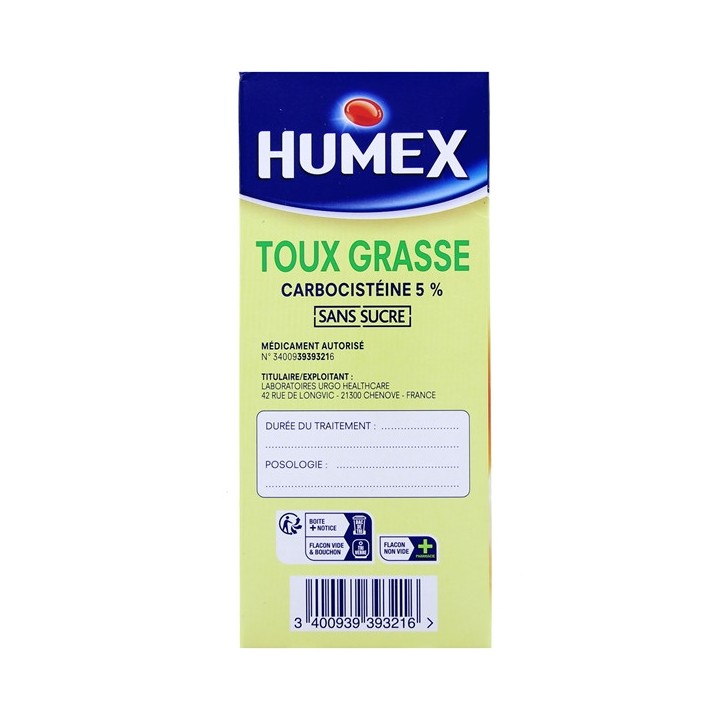 Humex 5% sans sucre adulte 250ml, Toux grasse, e-Pharmacie IllicoPharma