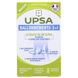Ballonnements 3en1 x40 gélules végétales - UPSA - IllicoPharma
