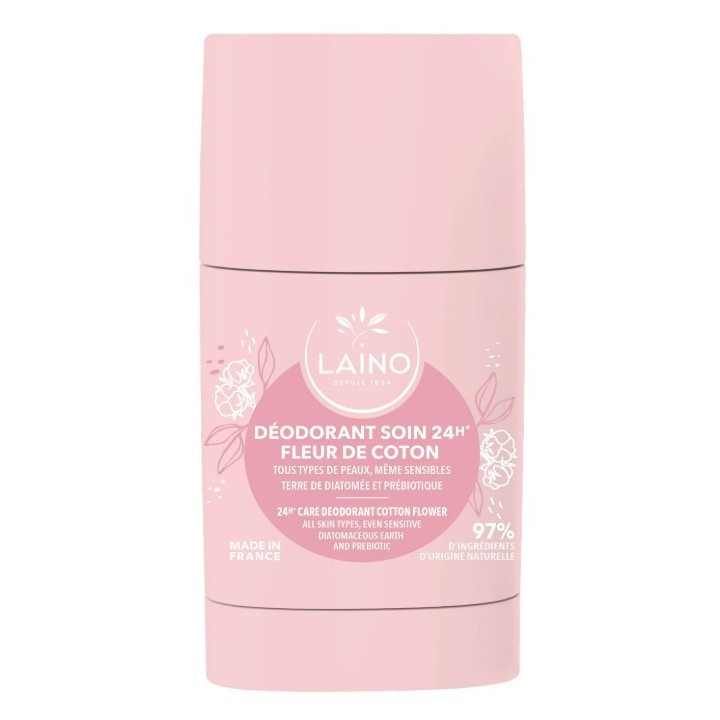 Déodorant Soin 24h Fleur de Coton Stick 60g Laino - IllicoPharma