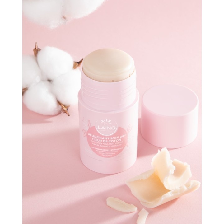 Déodorant Soin 24h Fleur de Coton Stick 60g Laino - IllicoPharma