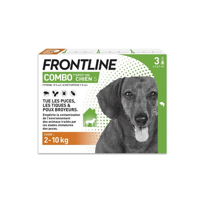 Frontline Combo chien S (2-10kg) x3 pipettes - Frontline - Produits vétérinaires
