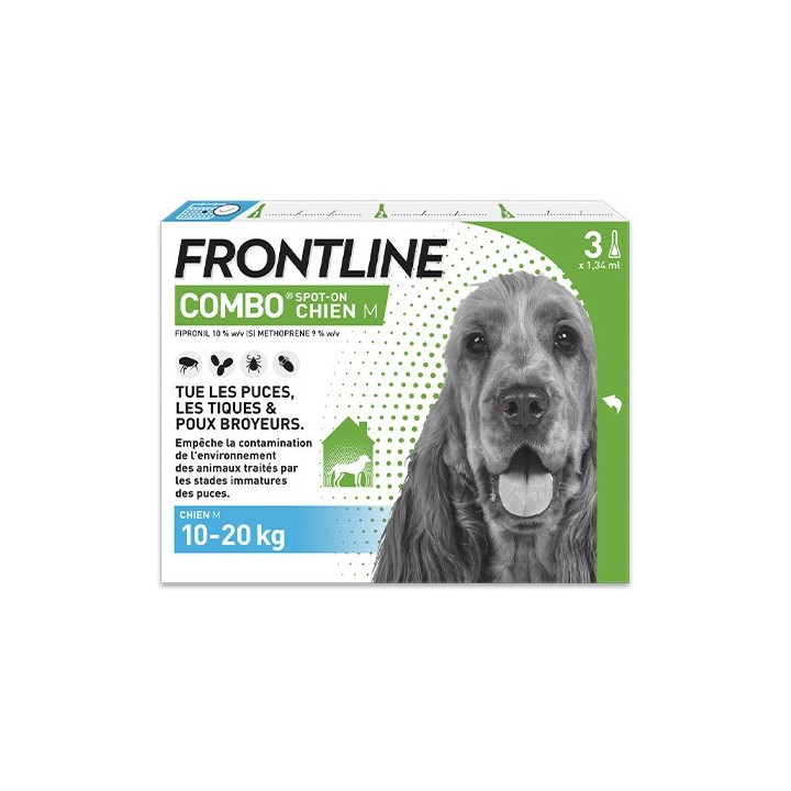Frontline Combo chien M (10-20kg) x3 pipettes - Frontline - Produits vétérinaires