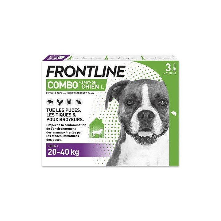 Frontline Combo chien L (20-40kg) x3 pipettes - Frontline - Produits vétérinaires