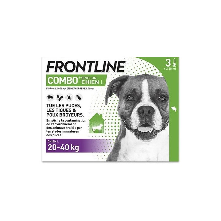 Frontline Combo chien L (20-40kg) x3 pipettes - Frontline - Produits vétérinaires