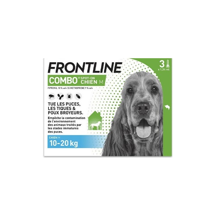 Frontline Combo chien M (10-20kg) x3 pipettes - Frontline - Produits vétérinaires