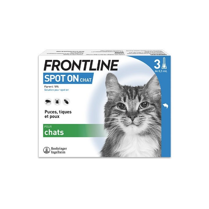 Frontline Spot-on Chat x3 pipettes - Frontline - Produits vétérinaires