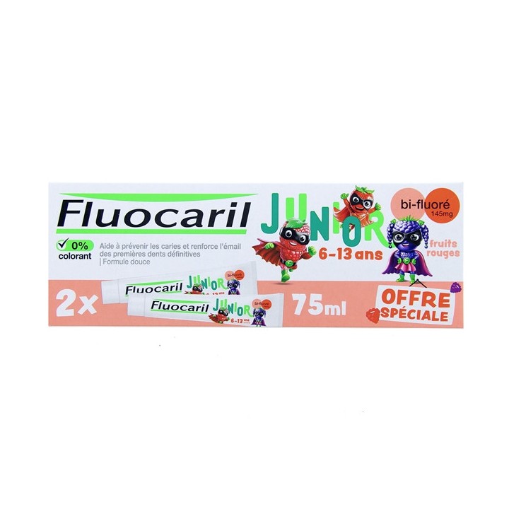 Dentifrice Junior 6/13 ans Fruits Rouges 2x75ml - Fluocaril - IllicoPharma
