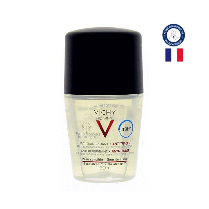 Anti-transpirant Bille Anti-traces 48h 50ml - Vichy Homme - IllicoPharma