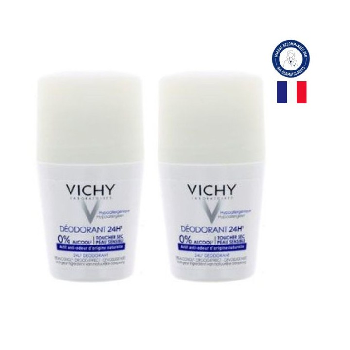 Déodorant Bille 24h Toucher sec 2x50ml - Vichy - IllicoPharma