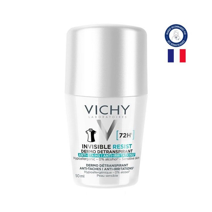 Invisible Resist Dermo Détranspirant 72h Roll-on 50ml - Vichy - IllicoPharma