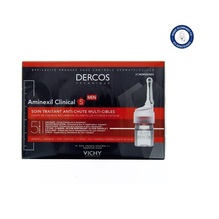 Dercos Aminexil Clinical 5 Homme x21 monodoses - Vichy - IllicoPharma