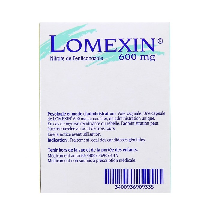 Lomexin 600mg 2caps vaginale, Troubles féminins, mycoses, e-Pharmacie IllicoPharma