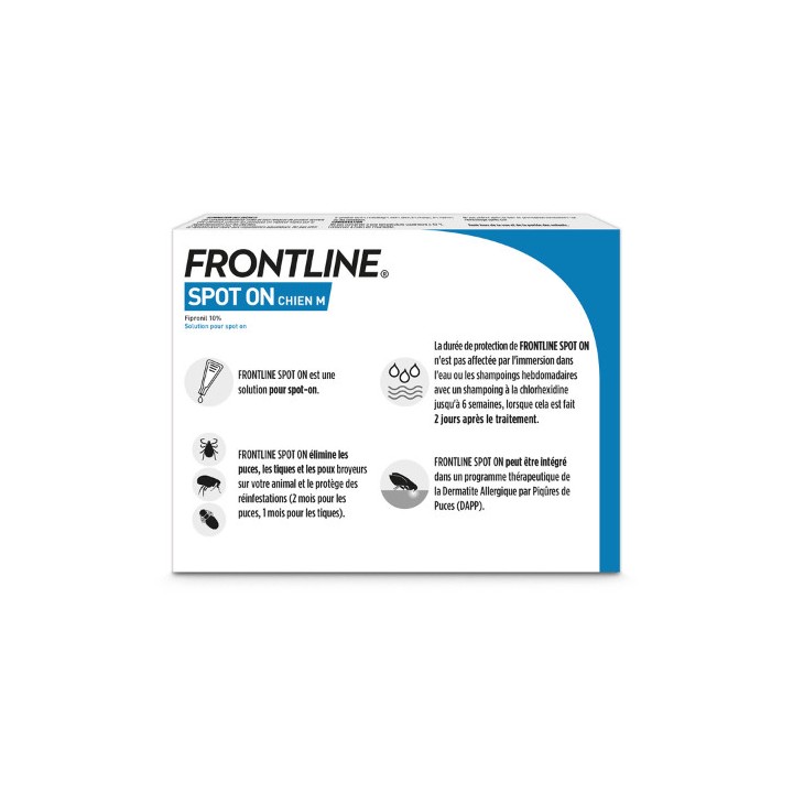 Frontline Spot-on chiens M x3 pipettes (10-20kg) - Frontline - Produits vétérinaires