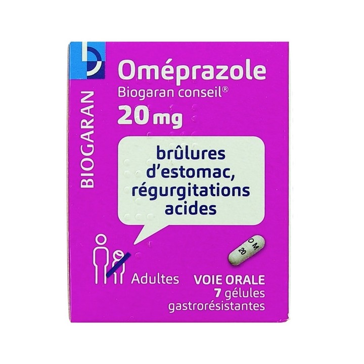 Omeprazole Biogaran 20mg 7gélules, Maux d'estomac, e-Pharmacie IllicoPharma