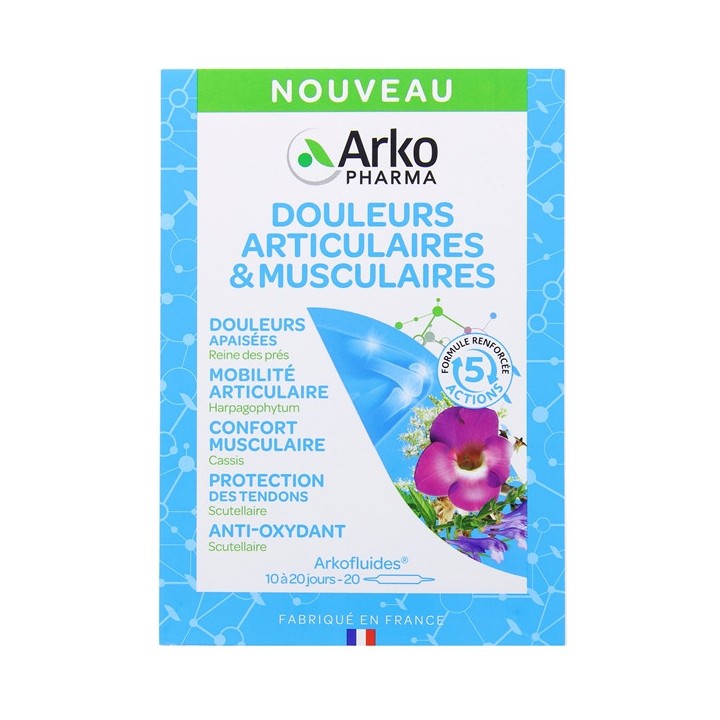 Arkofluides Douleurs Articulations & Musculaires Bio - 20 ampoules - Arkopharma - IllicoPharma