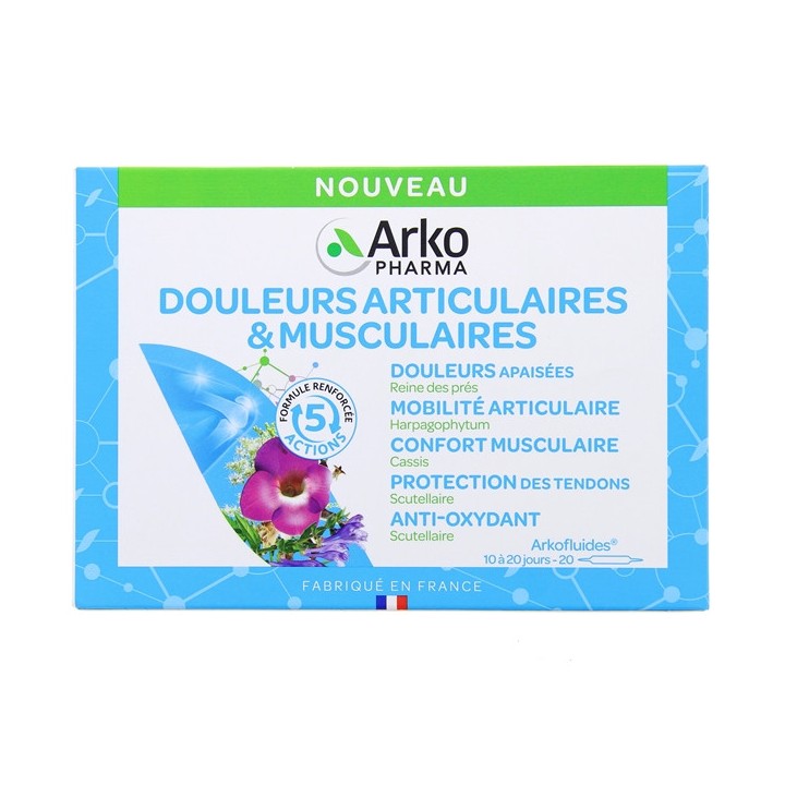 Arkofluides Douleurs Articulations & Musculaires Bio - 20 ampoules - Arkopharma - IllicoPharma
