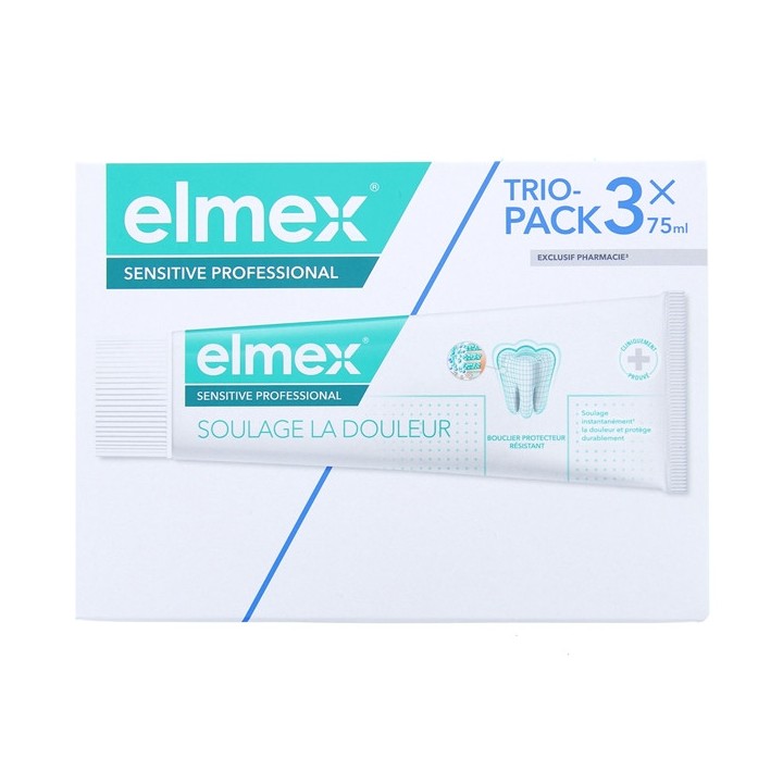 Sensitive Professional Dentifrice Soulage la Douleur 3x75ml Elmex - IllicoPharma