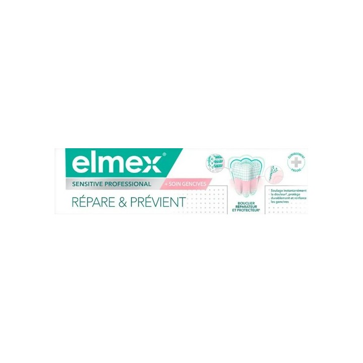 Sensitive Professional + Soin Gencive Dentifrice Répare & Prévient 75ml - Elmex - IllicoPharma