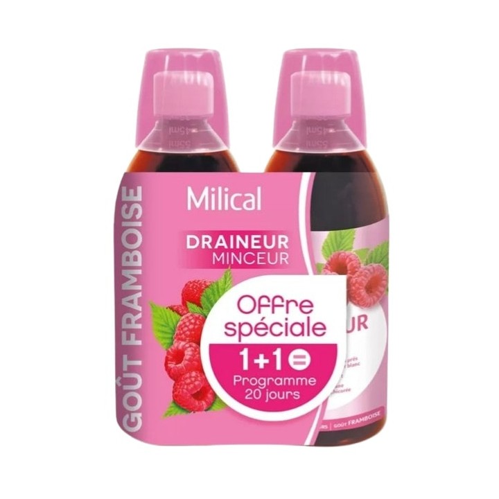Draineur Minceur Ultra Framboise 2x500ml Milical - IllicoPharma