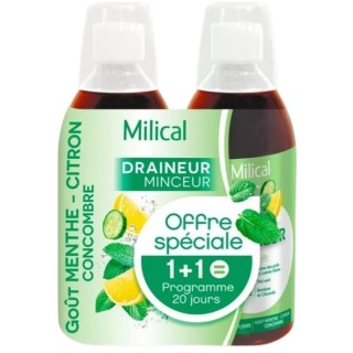 Draineur Minceur Ultra Menthe Citron Concombre 2x500ml Milical - IllicoPharma